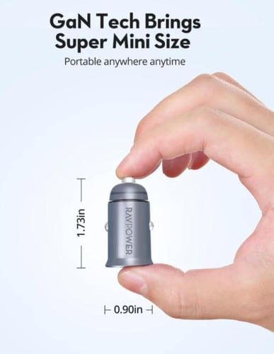 شاحن سيارة راف بور ميني بقوة 65 واط بمنفذ تايب سي...