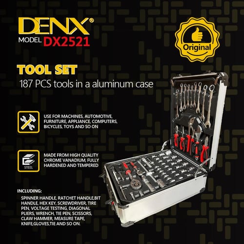 DX2521 - مجموعة أدوات ميكانيكية مكونة من 187قطعة م...