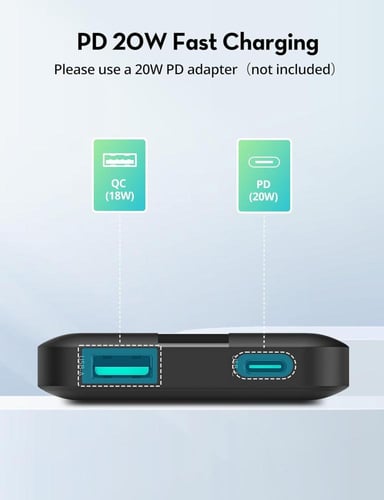 بطارية متنقلة راف باور بقوة 20 واط بسعة 10000 ملي...