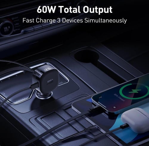 شاحن سيارة JODA CarFlex بقوة 60 واط مع سلك تايب سي...