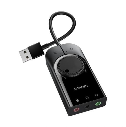 محول صوت ستيريو خارجي USB من UGREEN بطول 15 سم (أس...