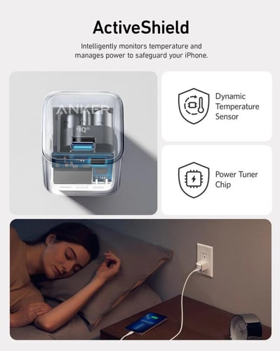 شاحن جداري انكر نانو برو بقوة 40 واط بمنفذين USB-C...