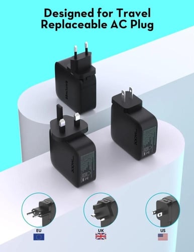 شاحن متعدد للسفر راف باور بقوة 140 واط بمنفذ يو اس...