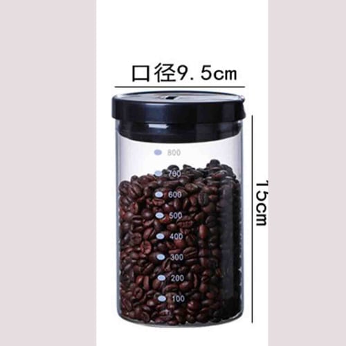حافظة حبوب قهوة زجاجية بمؤشرات قياس 800 جرام