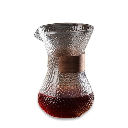 وعاء تقطير القهوة | زجاجي بلوري مقبض خشبي فاخر سعة...