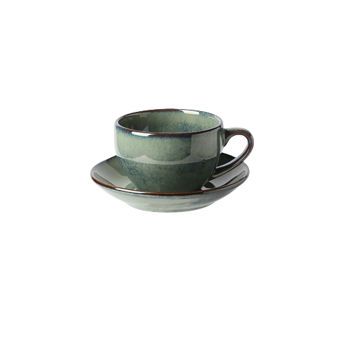 كوب قهوة سيراميك مع صحن لمشروبات الكابتشينو