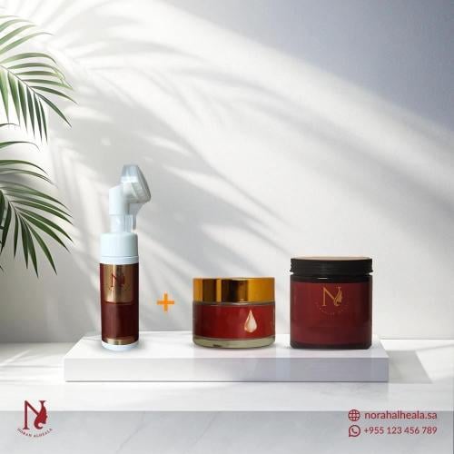 مقشر القهوة وكريم نوره مع هدية غسول البشرة