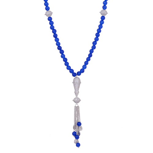 نصف طقم طويل مزين باللؤلؤ والزركون