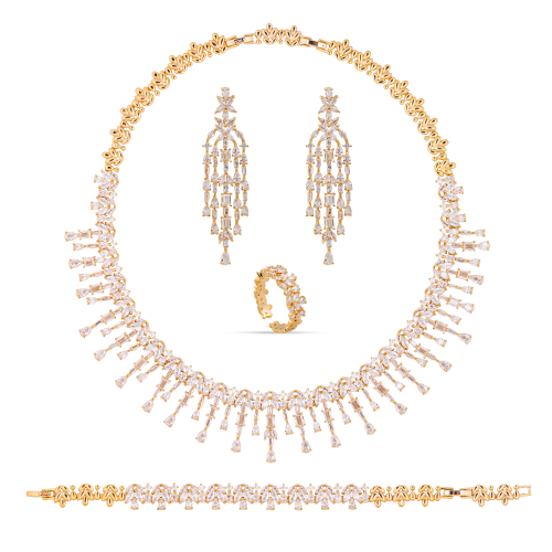 طقم مطلي مطعم بالزركون