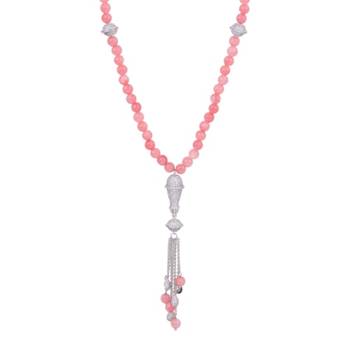 نصف طقم طويل مزين باللؤلؤ والزركون