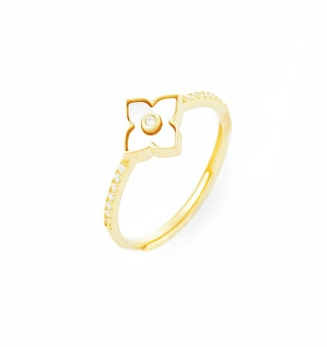 خاتم فضة على شكل زهرة