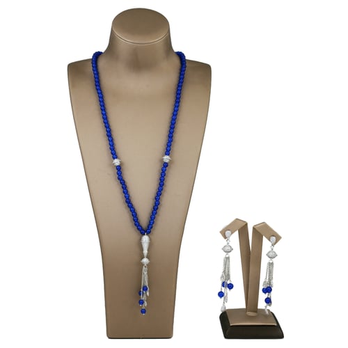 نصف طقم طويل مزين باللؤلؤ والزركون