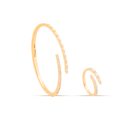 سوار مع خاتم بتصميم متعدد الألوان ومطعم بأحجار الز...