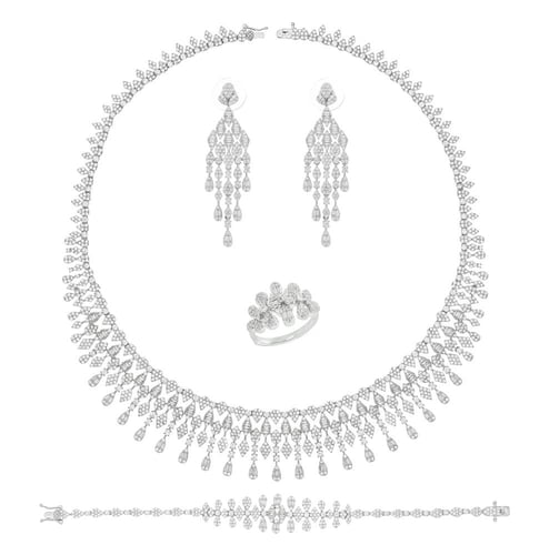 طقم مطلي مطعم بالزركون