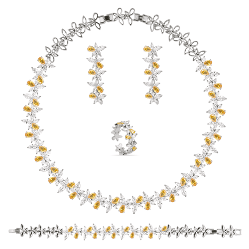 طقم انيق مرصع بأحجار الزركون البراقة