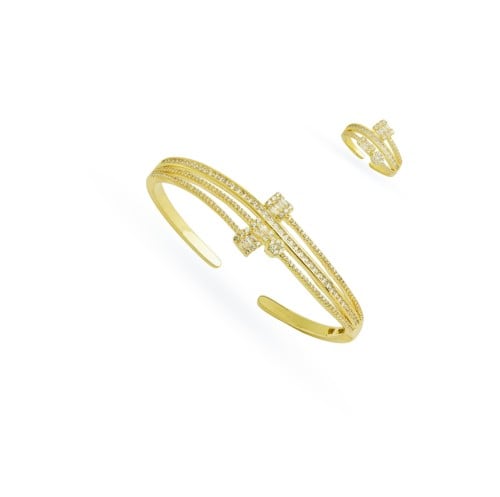 سوار مع خاتم مطعم بالزركون البراق