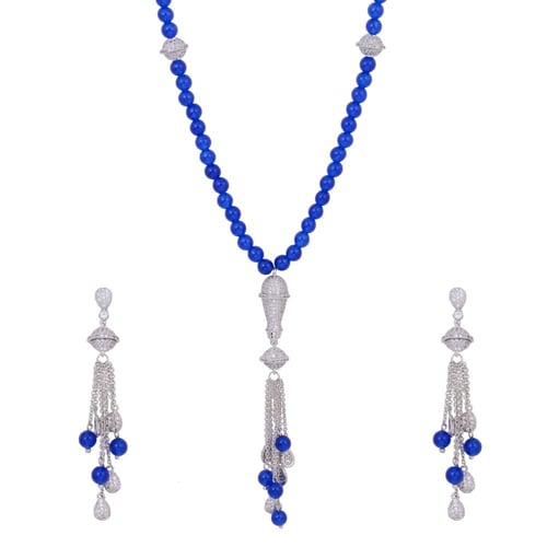 نصف طقم طويل مزين باللؤلؤ والزركون