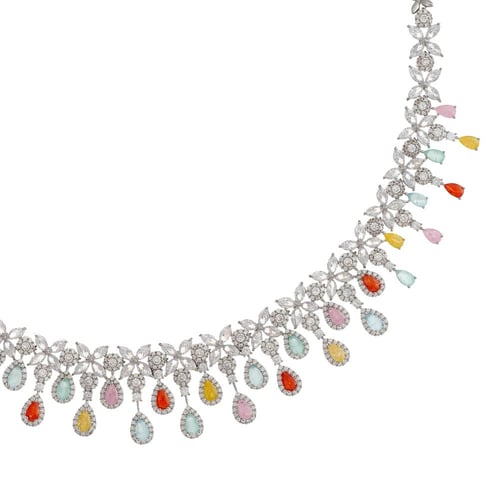 طقم مرصع بالزركون البراق متعدد الالوان