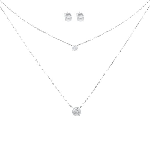 نصف طقم من الفضة مزين بحجر الزركون البراق