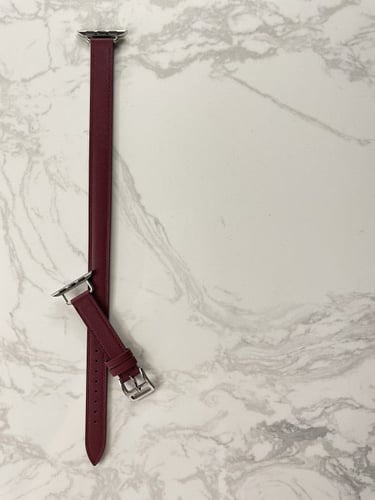 سوار جلد دبل عودي - Double Tour Burgundy
