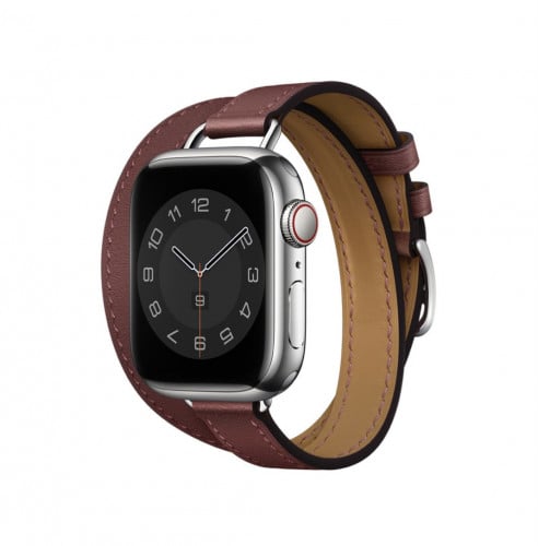 سوار جلد دبل عودي - Double Tour Burgundy