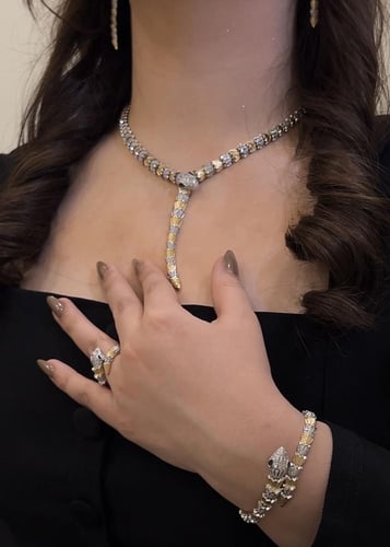 طقم بلغاري فضي و ذهبي