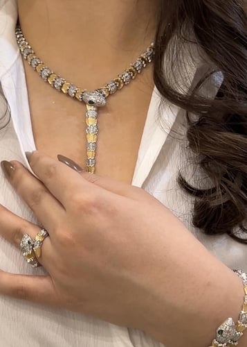 طقم بلغاري فضي و ذهبي