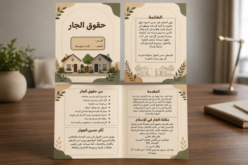 مطوية حقوق الجار | مشروع لغتي ثالث متوسط | الفصل ا...