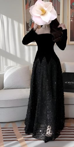 فستان شتوي اوف شولدر اسود