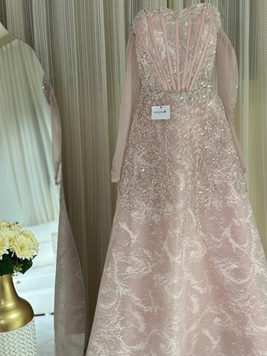 فستان سهره بينك كلفه تطريز