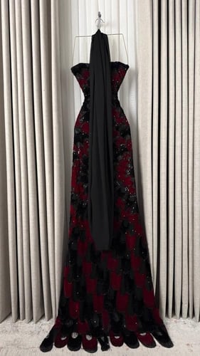 فستان سهره شتوي مخمل مع شال