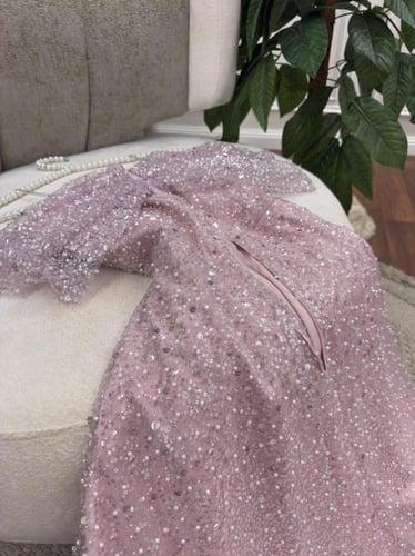 فستان سهره تل مطرز بلول وخرر