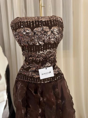 فستان سهره بني صدريه كلفه على اورجنزا