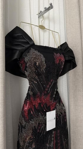 فستان سهره اسود مشجر