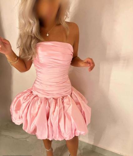 فستان ناعم قصير وردي