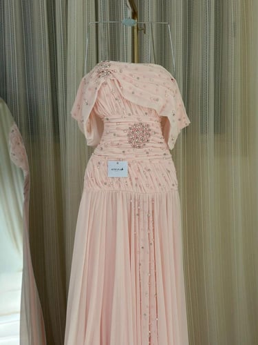 فستان سهره شيفون اكمام اوف شولدر