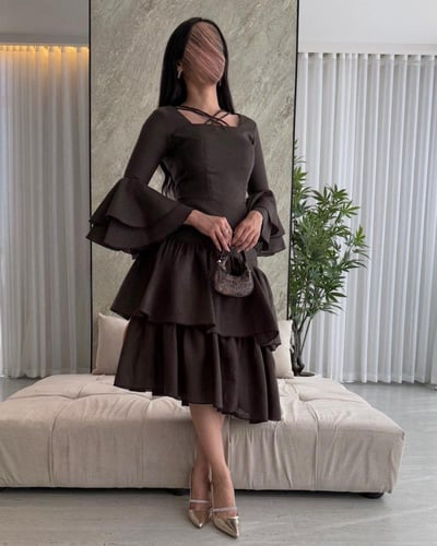 فستان ناعم بني