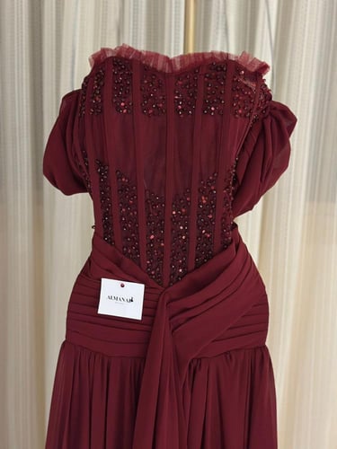 فستان ناعم عودي شيفون دبل كلوش