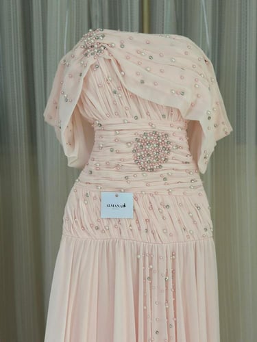 فستان سهره شيفون اكمام اوف شولدر