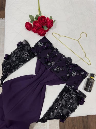 فستان كريب باربي تطريز ورد