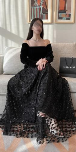 فستان شتوي اوف شولدر اسود