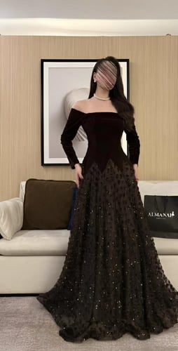 فستان شتوي اوف شولدر بني