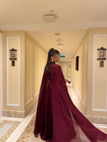 فستان سهره جورجيت وشال مطرز