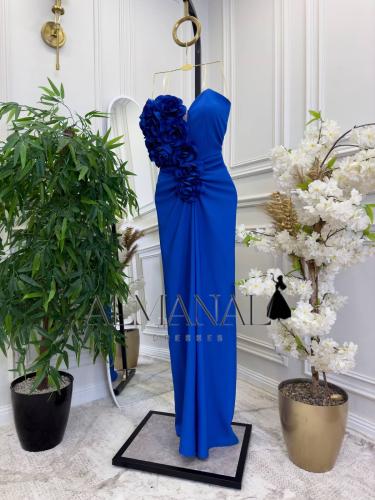 فستان كريب باربي ازرق