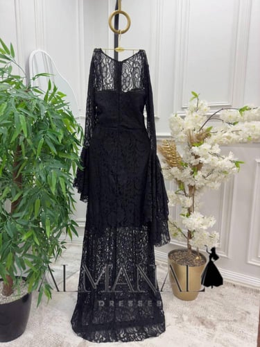 فستان ناعم دانتيل اكمام