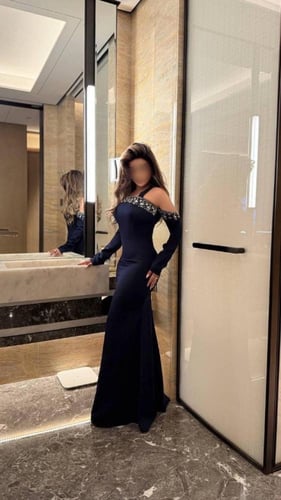 فستان سهرة خامة باربي بلون كحلي