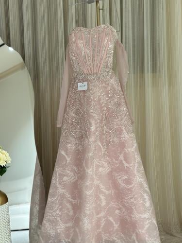 فستان سهره بينك كلفه تطريز