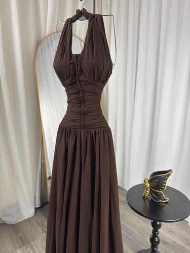 فستان ناعم بني جورجيت