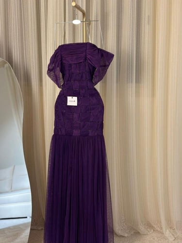 فستان موف صدر كريب باربي وكلوش