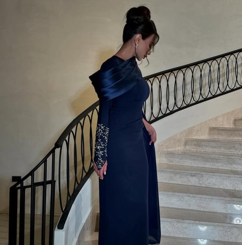 فستان باربي كحلي مع جورجيت